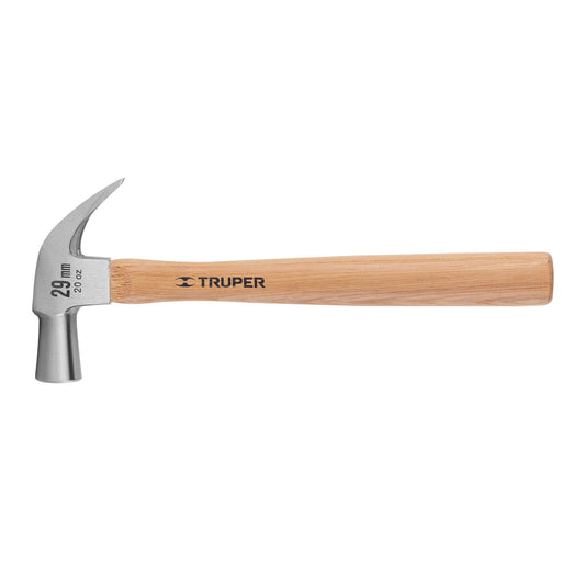 Martillo cabeza cónica 29 mm uña curva, mango madera, TRUPER Caja con 6, 10561