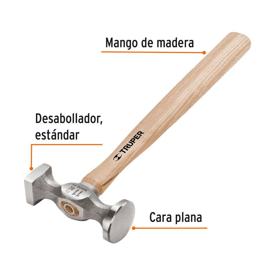 Martillo desabollador 11 oz estándar, mango 12', Truper Caja con 4, 16864