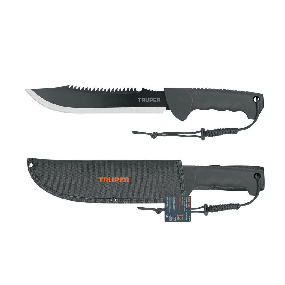 Machete doble filo 10', cacha inyectada, con funda, TRUPER Caja con 3, 103015