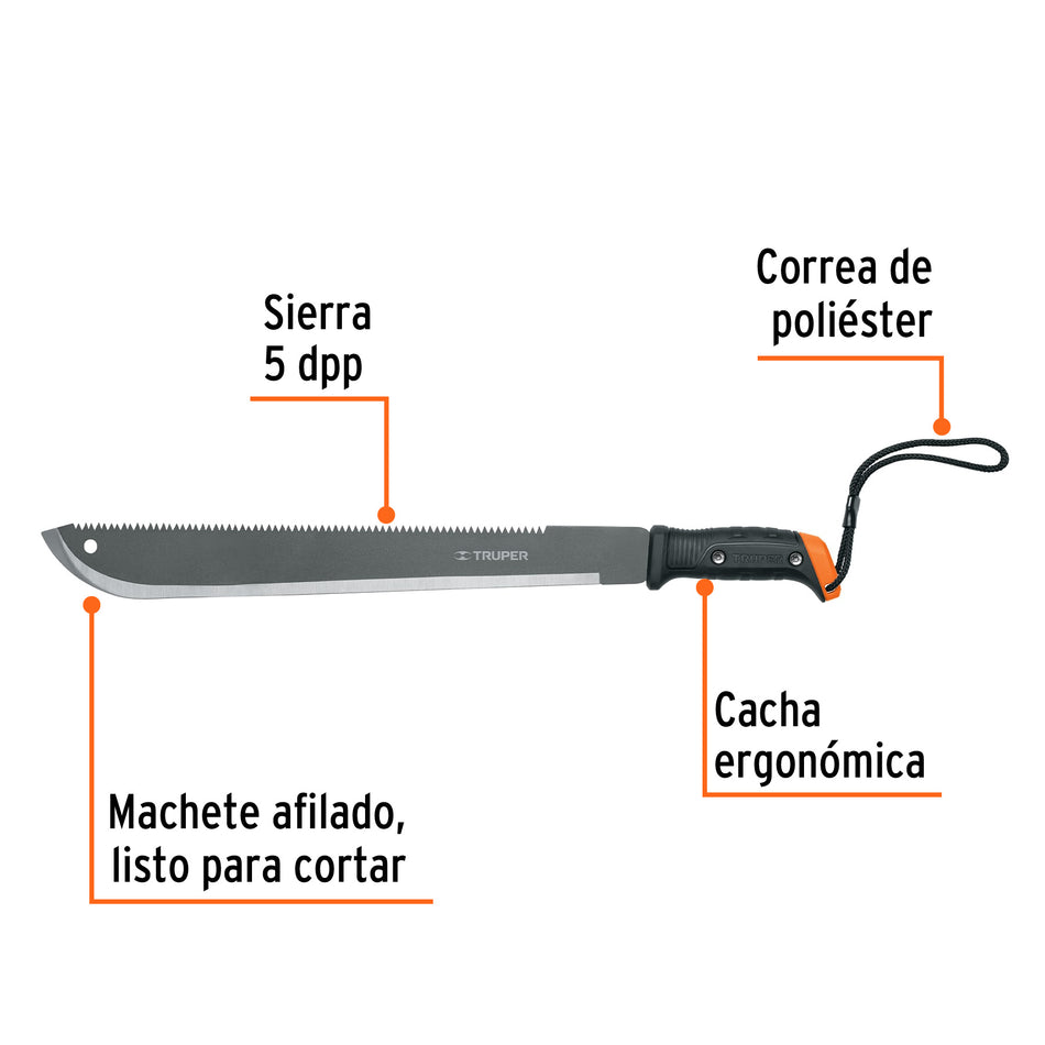Machete doble filo 18', cacha atornillada, funda de cartón Caja con 3, 15893