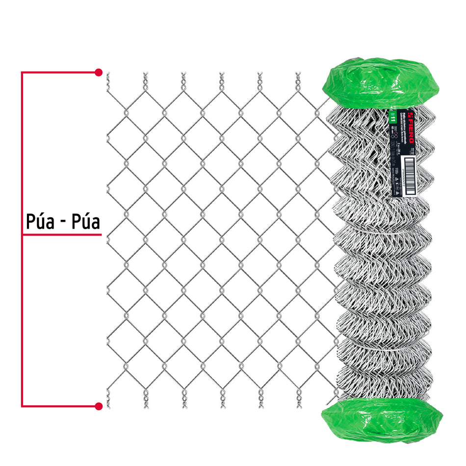 Rollo 20 m x 2 m malla ciclónica calibre 11 abertura 63 mm, 42941