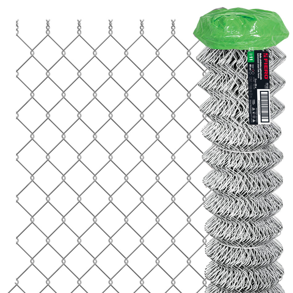Rollo 20 m x 2 m malla ciclónica calibre 11 abertura 69 mm, 42946