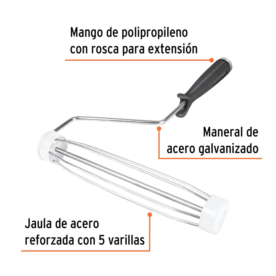 Maneral de 9' con jaula para rodillo, Truper Caja con 6, 19255
