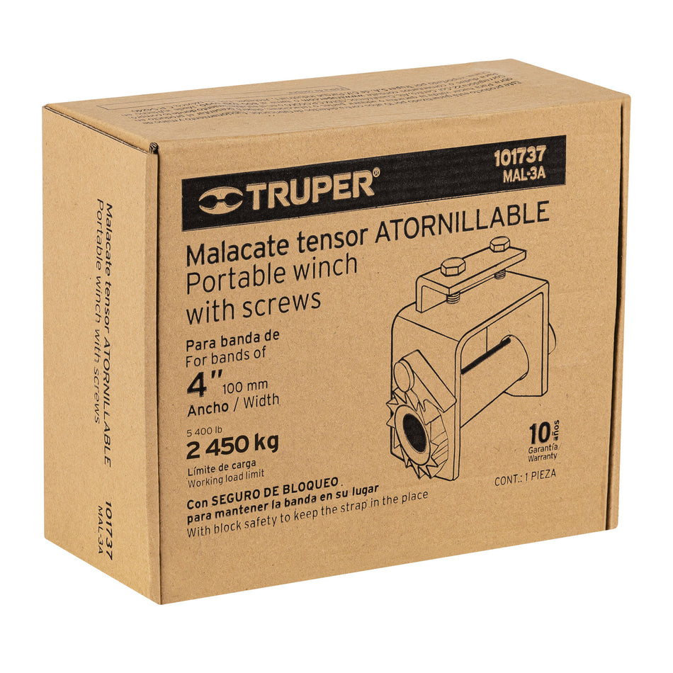 Malacate atornillable para banda de 4' ancho, Truper, 101737