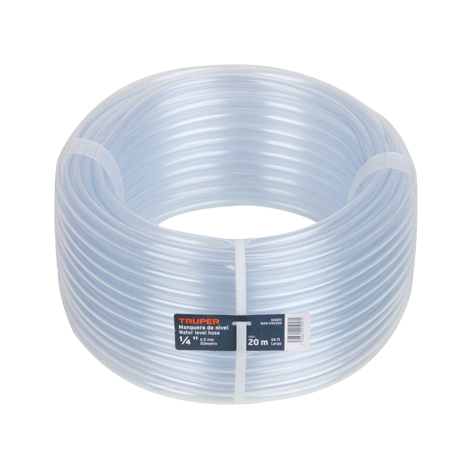 Manguera de Nivel, 1/4', rollo de 20m, TRUPER Caja con 3, 104051