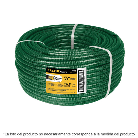 Metro de manguera 3/4' 3 capas en rollo de 100 m, Pretul Caja con 100, 20599