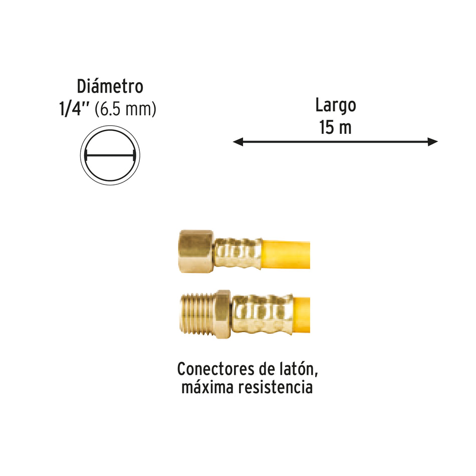 Manguera para compresor, de PVC, 15m x 1/4', Pretul Caja con 3, 20664