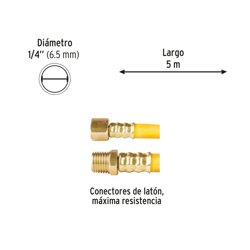 Manguera para compresor, de PVC, 5m x 1/4', Pretul Caja con 3, 20662