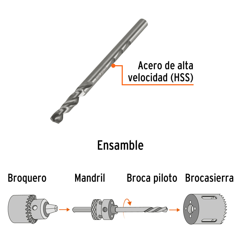 Broca piloto de 1/4' para brocasierras bimetálicas, Expert Caja con 6, 101580