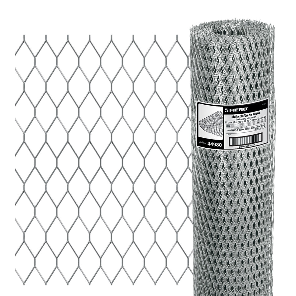 Rollo malla plafón 0.90 x 22m cal.26, abertura 10x25mm, 8kg, 44980