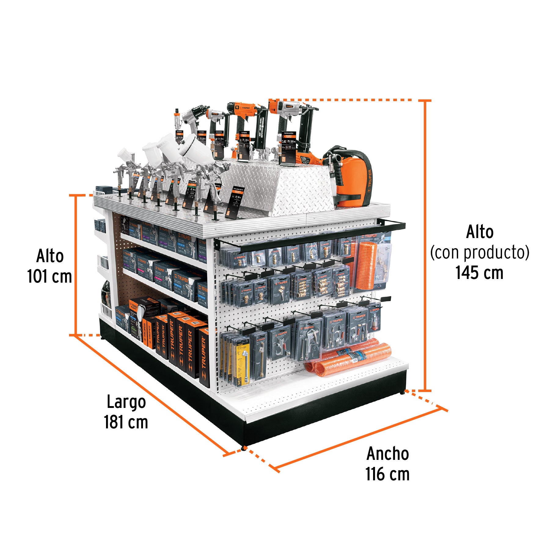 Mueble exhibidor con herramienta neumática, 55951