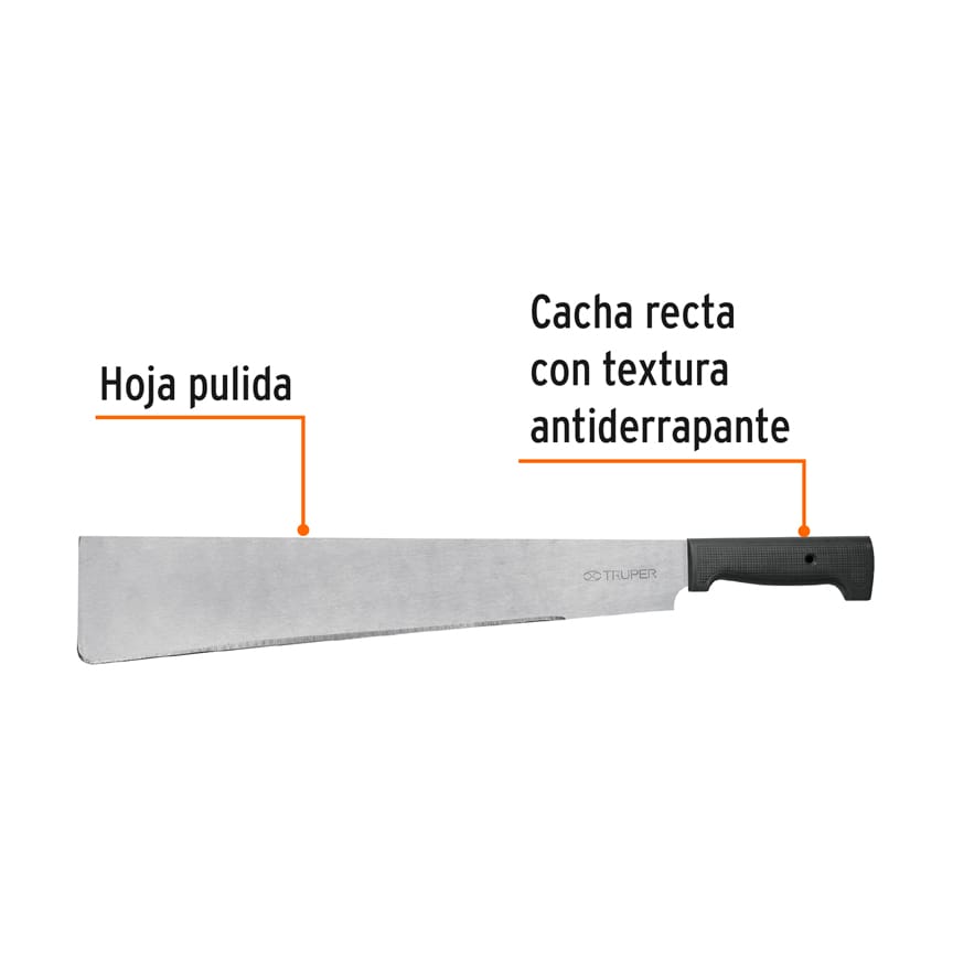 Machete punta recta 18', cacha inyectada, Truper Caja con 4, 15891