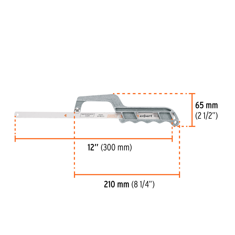 Mini arco 12' de aluminio para segueta, Truper Caja con 6, 10236