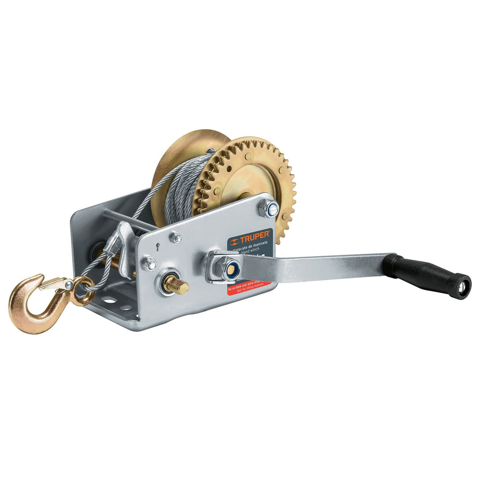 Malacate de manivela 1100 kg con cable, Truper, 14721