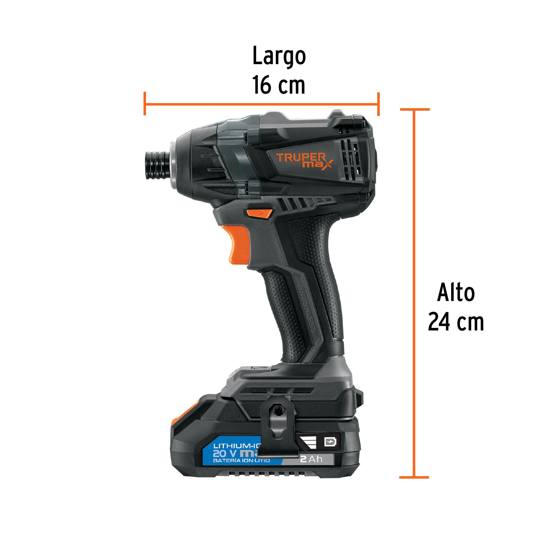 Destornillador d/impacto inalámbrico 1/4', 20V, sin carbones, 101402