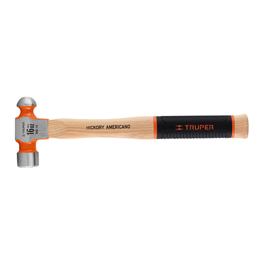 Martillo pulido de bola 16 oz mango hickory, Truper Grip Caja con 4, 16902