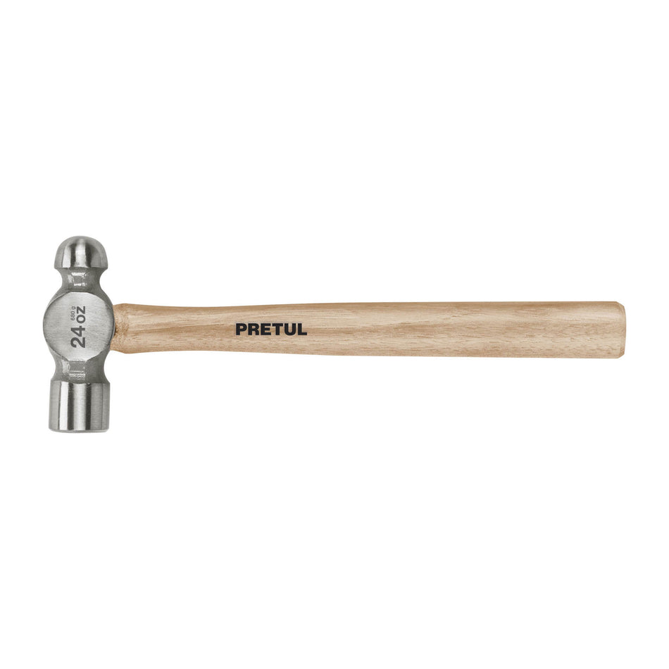 Martillo pulido de bola 24 oz mango madera, Pretul Caja con 4, 22659