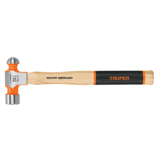 Martillo pulido de bola 24 oz mango hickory, Truper Grip Caja con 4, 16903