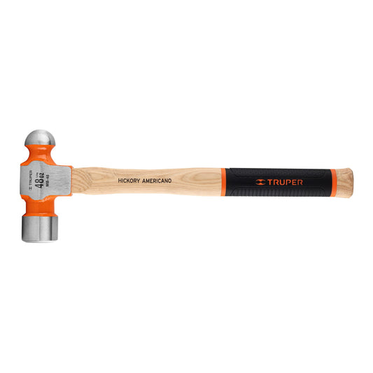 Martillo pulido de bola 48 oz mango hickory, Truper Grip Caja con 4, 16906