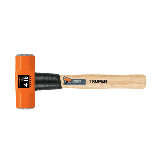 Marro octagonal 4 lb, mango de madera 12', Truper Caja con 4, 16508