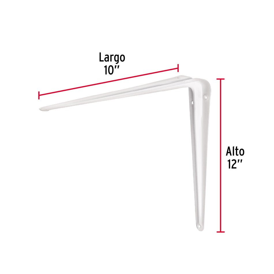 Ménsula de acero blanca 10 x 12', Fiero Caja con 24, 44012