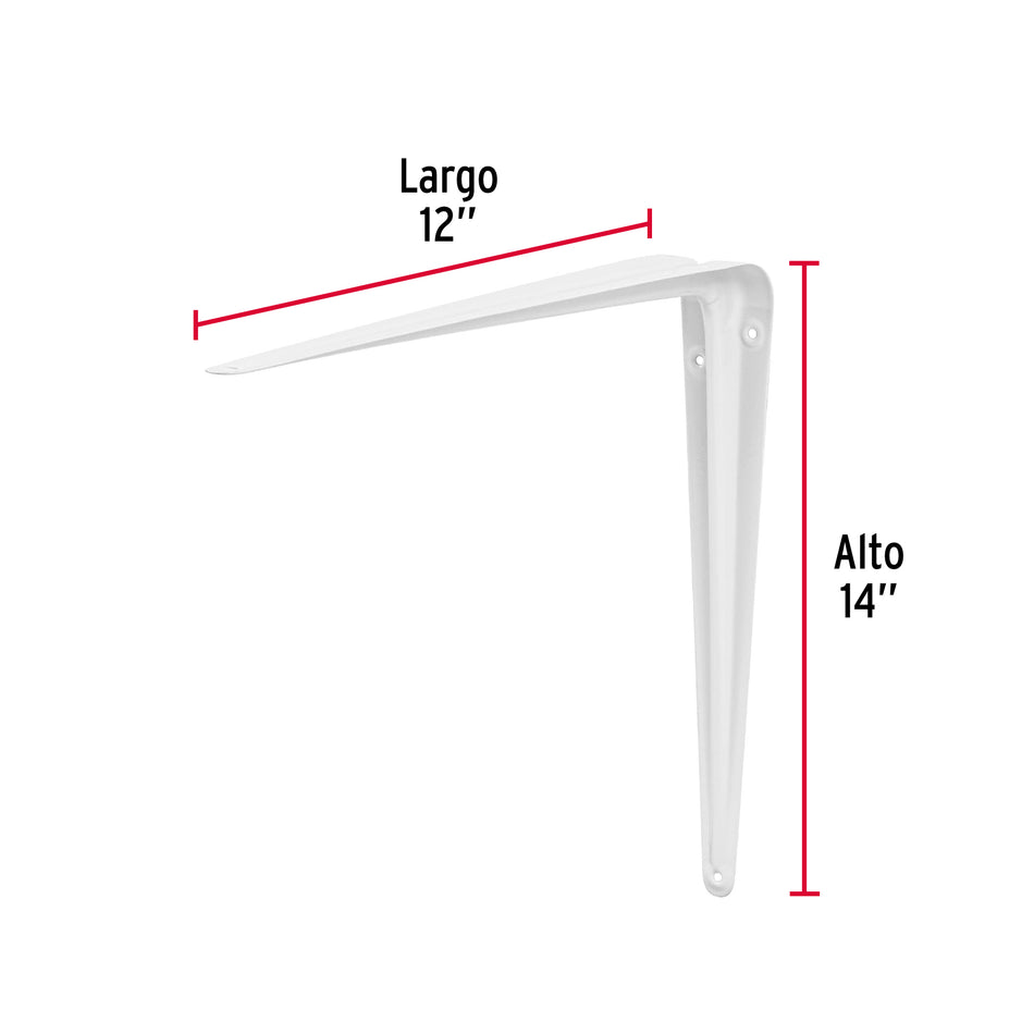 Ménsula de acero blanca 12 x 14', Fiero Caja con 24, 44014