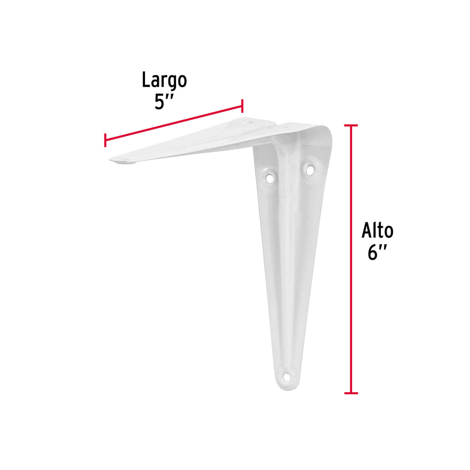 Ménsula de acero blanca 5 x 6', Fiero Caja con 24, 44003