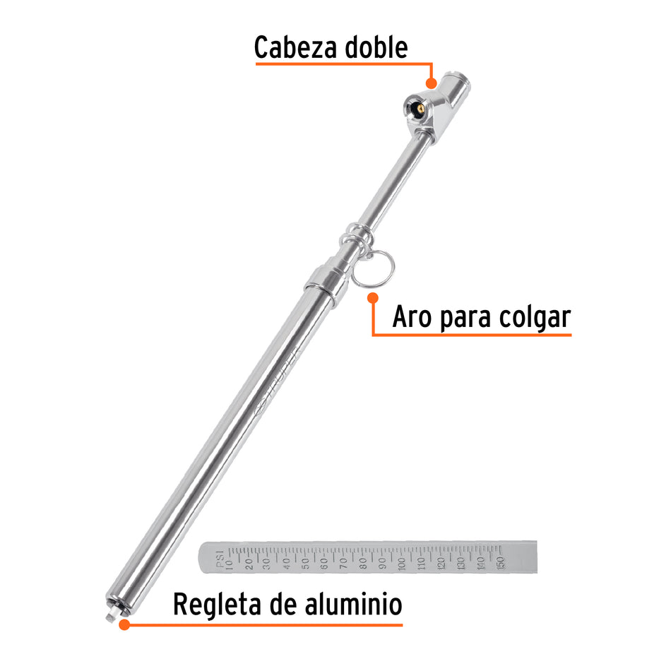 Calibrador de presión 200 psi cabeza doble, uso rudo, Truper Caja con 6, 18244