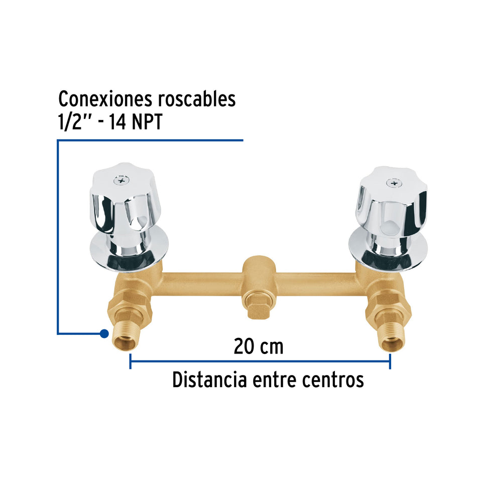 Mezcladora empotrar, compresión, c/manerales, Foset, 49445