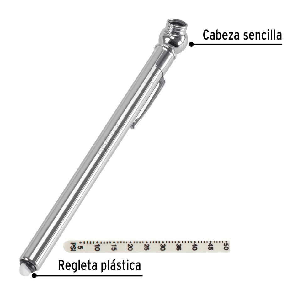 Calibrador de presión 50 psi, cabeza sencilla, Pretul Caja con 12, 20181