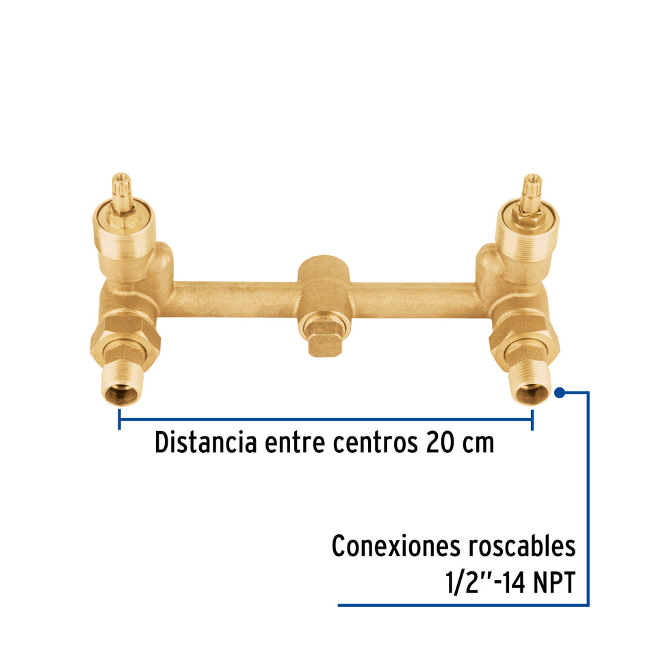 Mezcladora empotrar, 1/4 vuelta, c/manerales, Foset, 49446