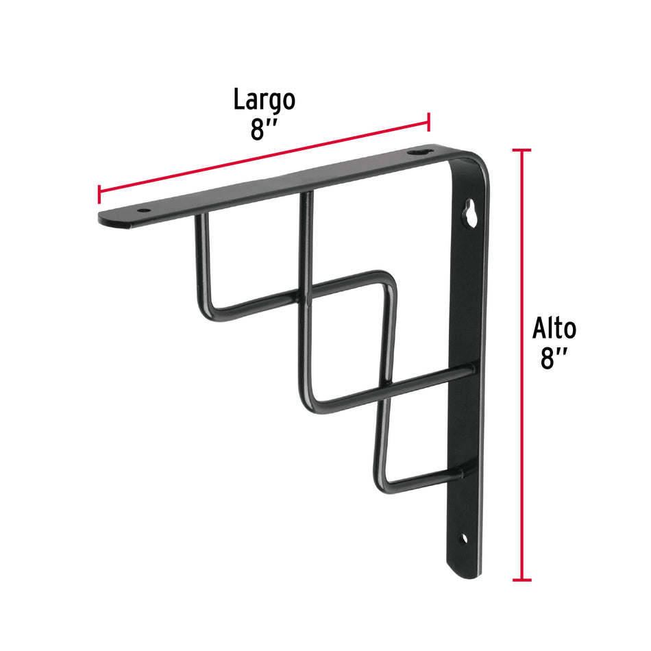 Ménsula reforzada negra 8 x 8' diseño escalera, Fiero Caja con 10, 47703