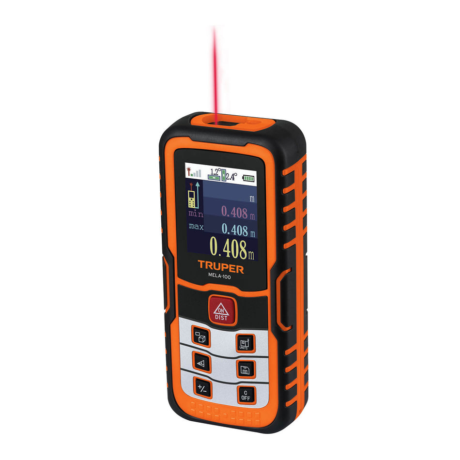Medidor láser de distancia de 0.05 m a 100 m, Truper, 100374