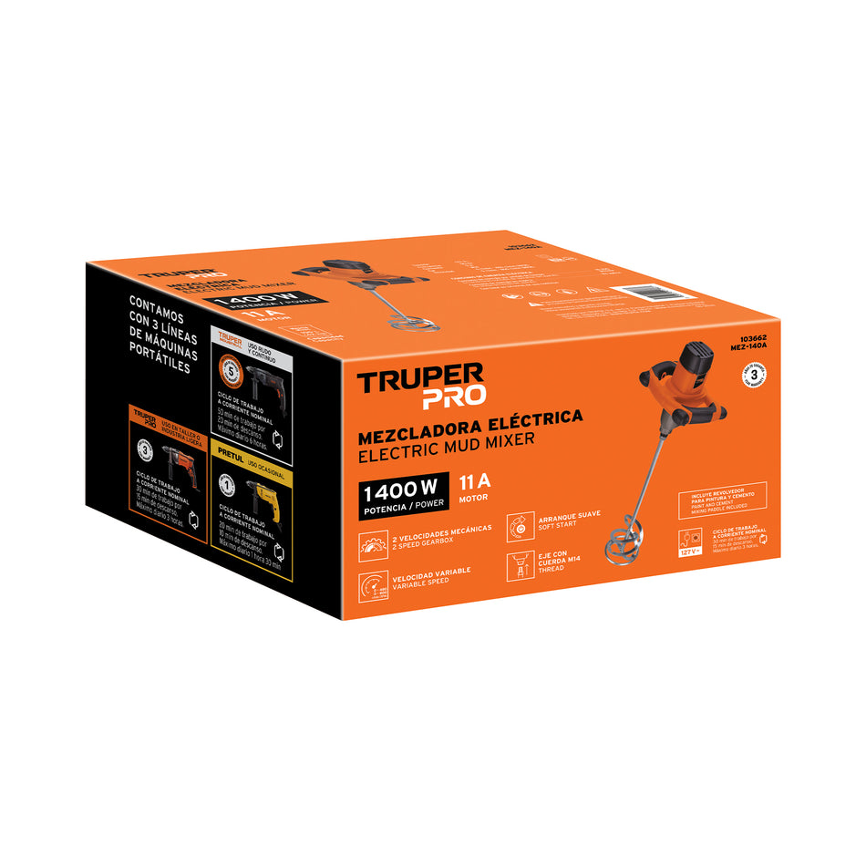 Mezcladora eléctrica 1400 W, profesional, Truper, 103662
