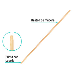 Bastón de madera de 48' para escobas de limpieza, KLINTEK Caja con 12, 55982