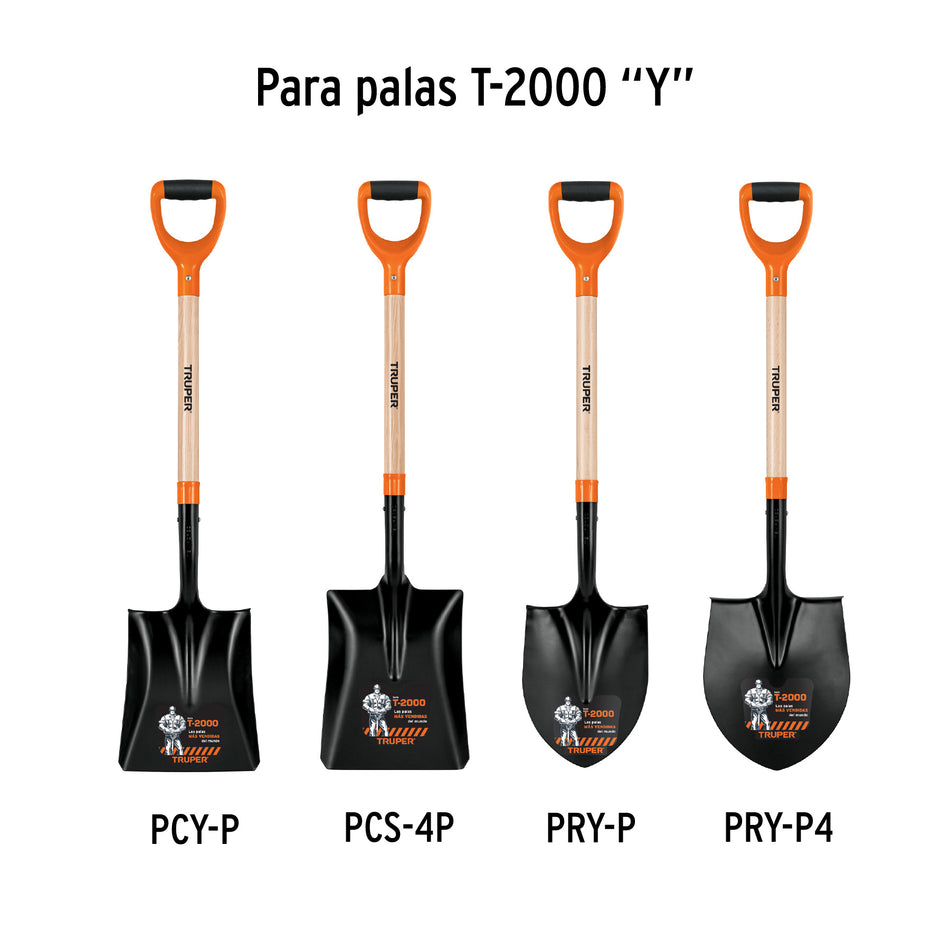 Mango de reposición para pala T-2000, puño offset 'Y', 26' Caja con 6, 15901