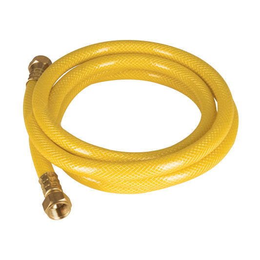 Manguera para gas, PVC amarilla, 3/8'x3 m, c/conexión, Foset Caja con 4, 45012