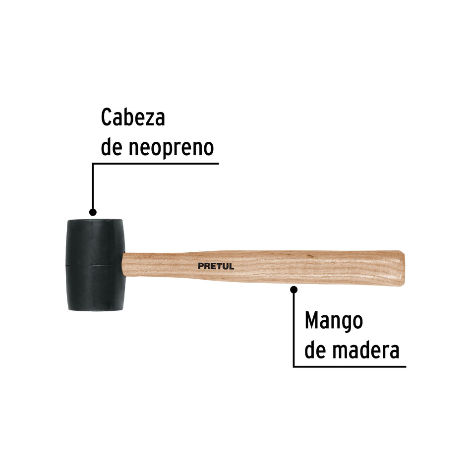 Mazo de hule, 16 oz, Pretul Caja con 4, 20566