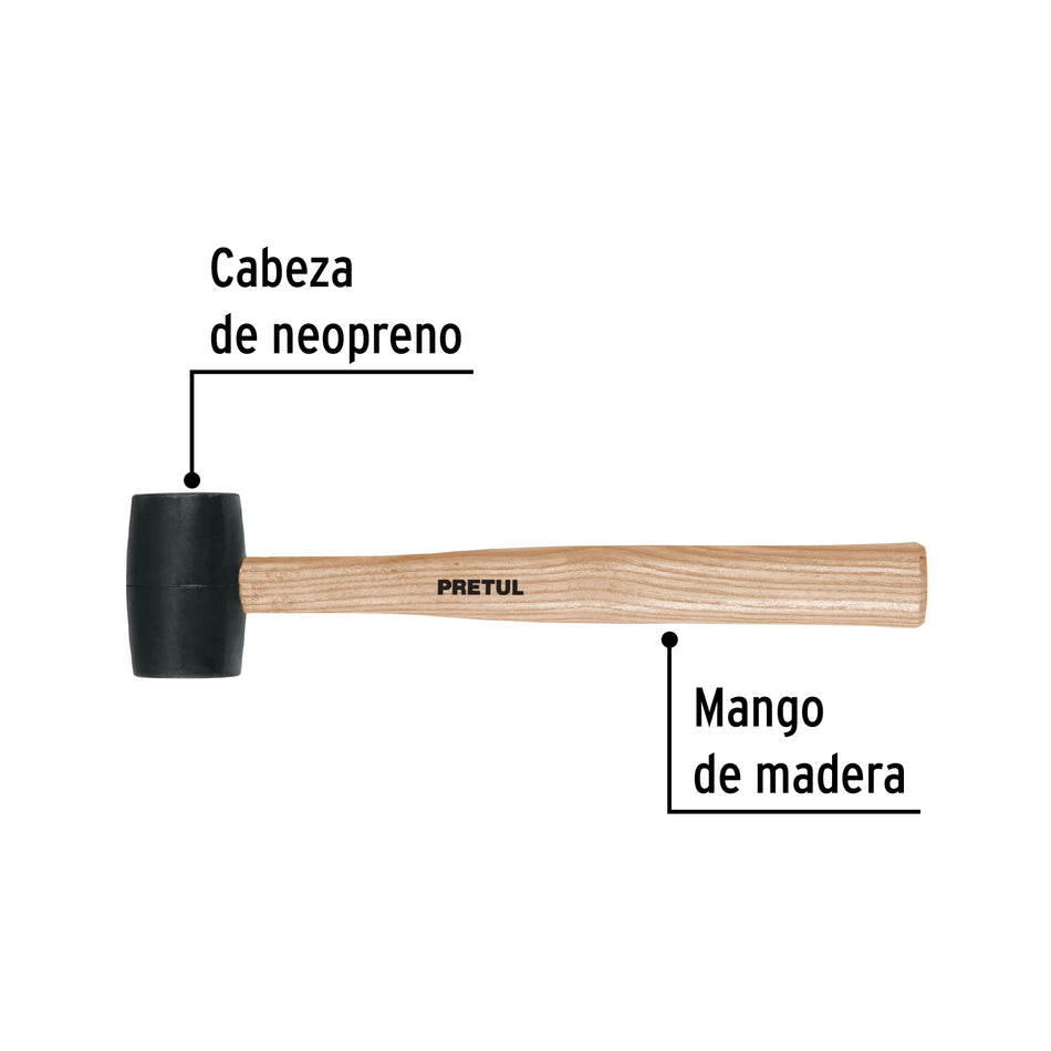 Mazo de hule, 8 oz, Pretul Caja con 4, 20565