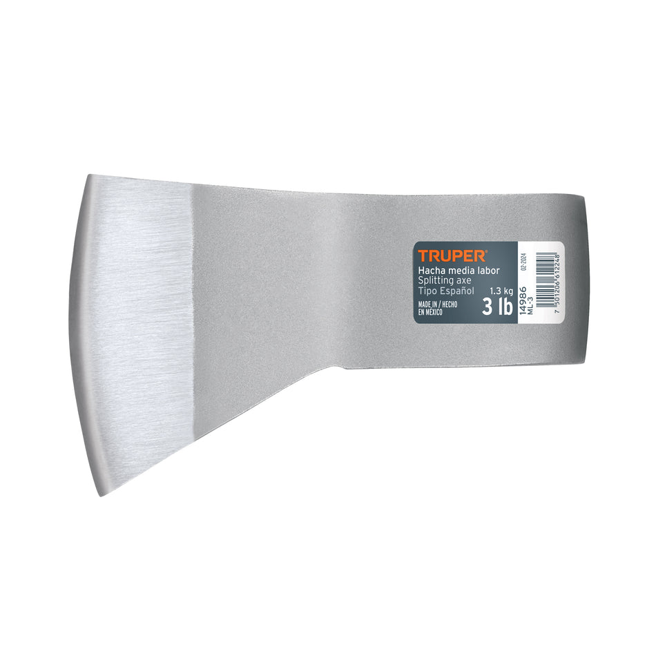 Hacha media labor 3 lb, sin mango, TRUPER Caja con 4, 14986