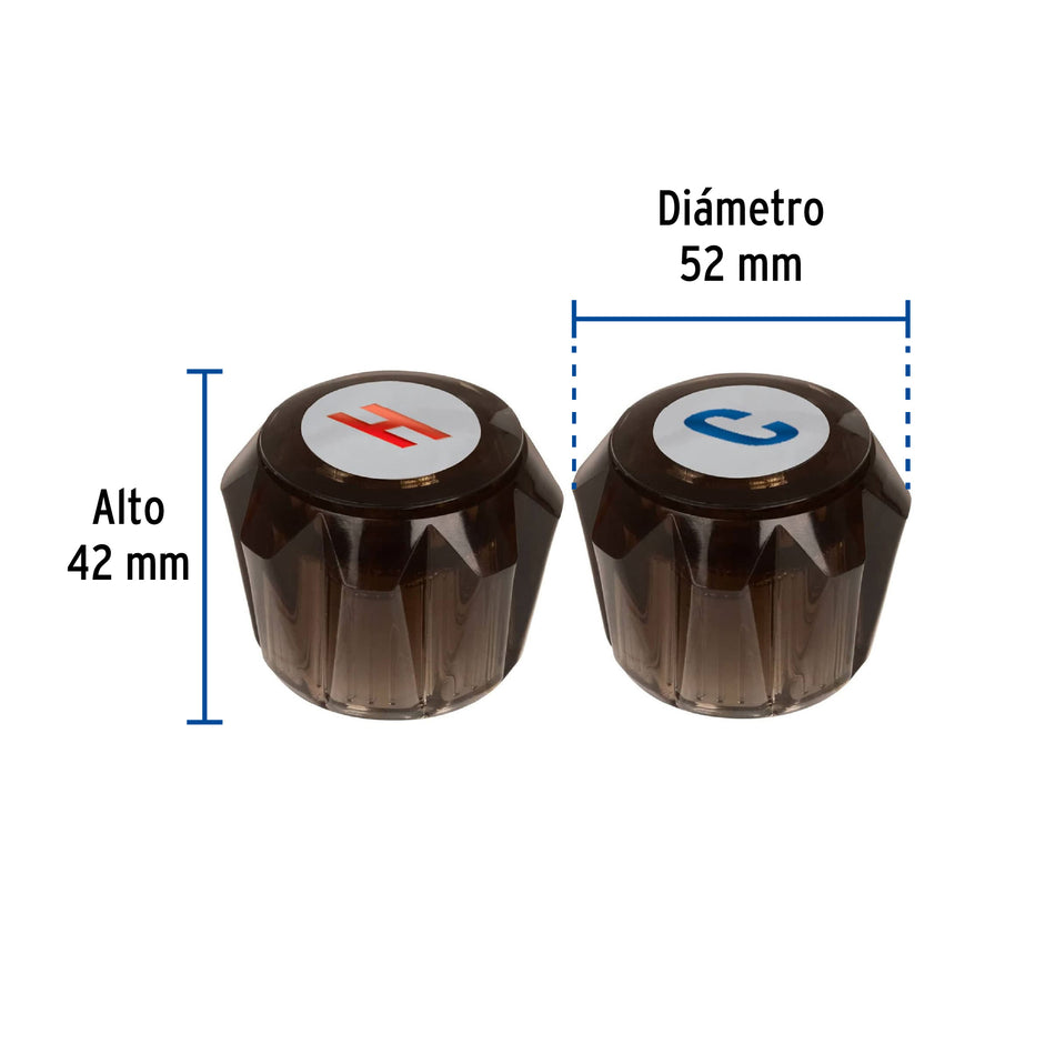 Juego 2 manerales acrílico humo p/lavabo y fregadero, Basic Caja con 4, 49458