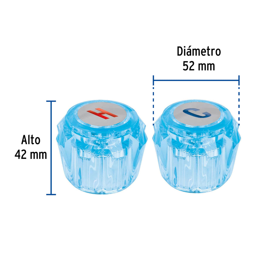 Juego 2 manerales acrílico azul p/lavabo y fregadero, Basic Caja con 4, 49456