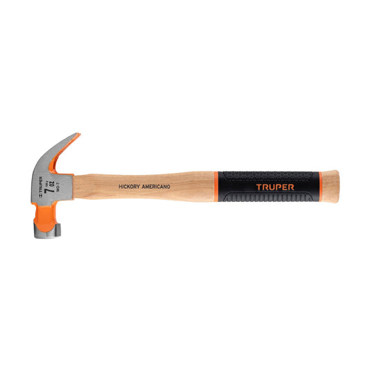 Martillo pulido 7 oz uña curva, mango hickory, Truper Grip Caja con 4, 16650
