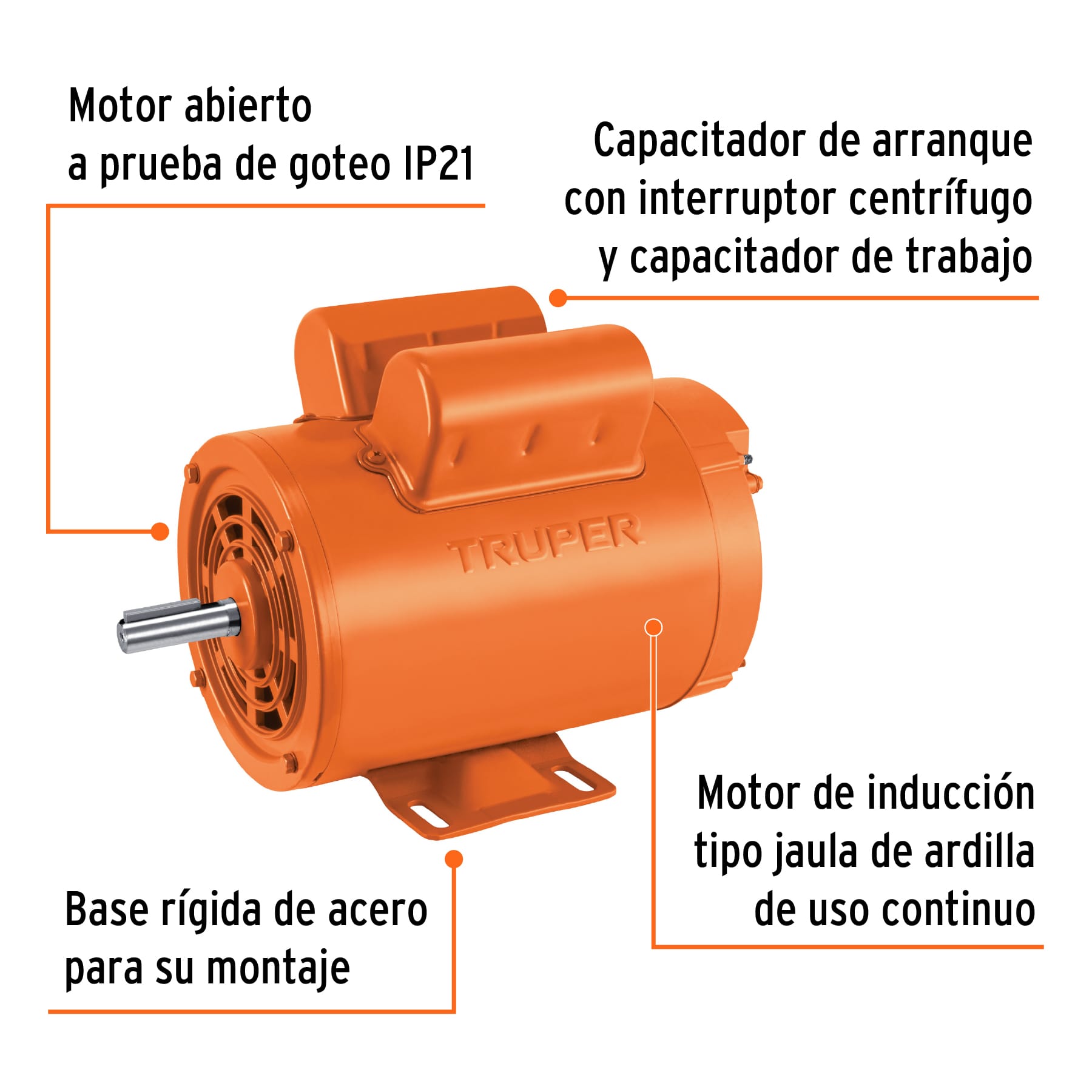 Motor eléctrico monofásico de 2 HP, alta velocidad, Truper, 102313