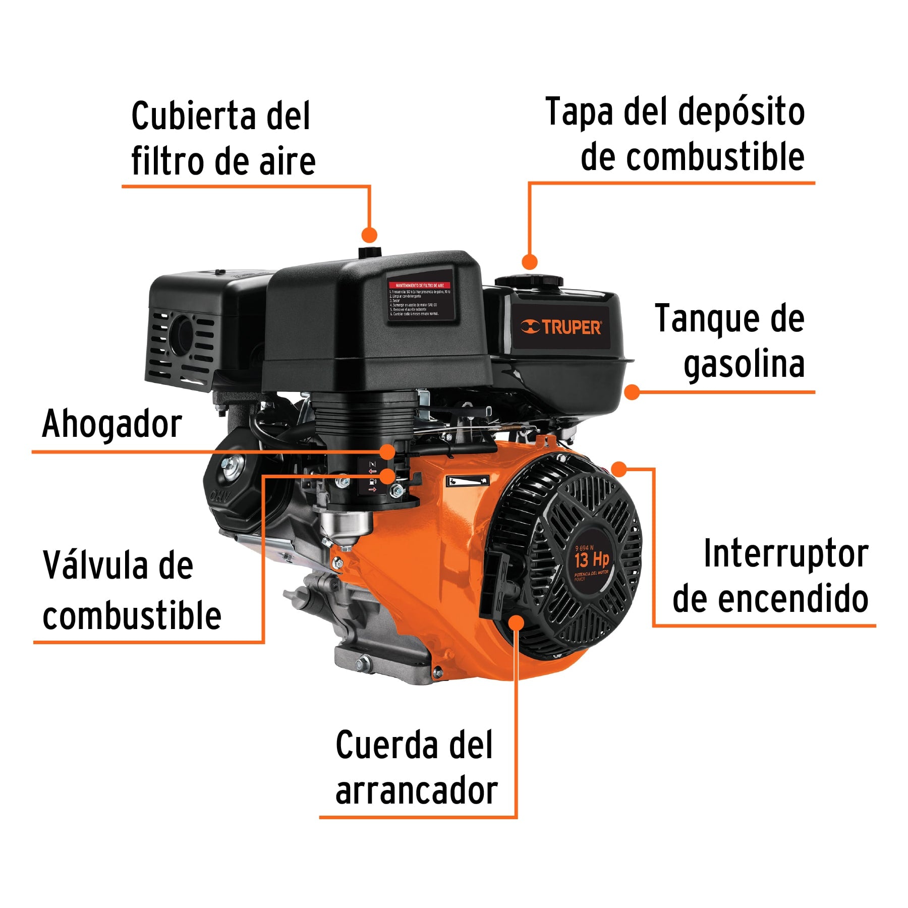 Motor a gasolina 13 HP, Truper, 101329