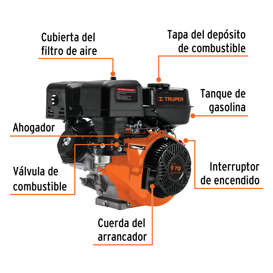 Motor a gasolina 9 HP, Truper, 101328