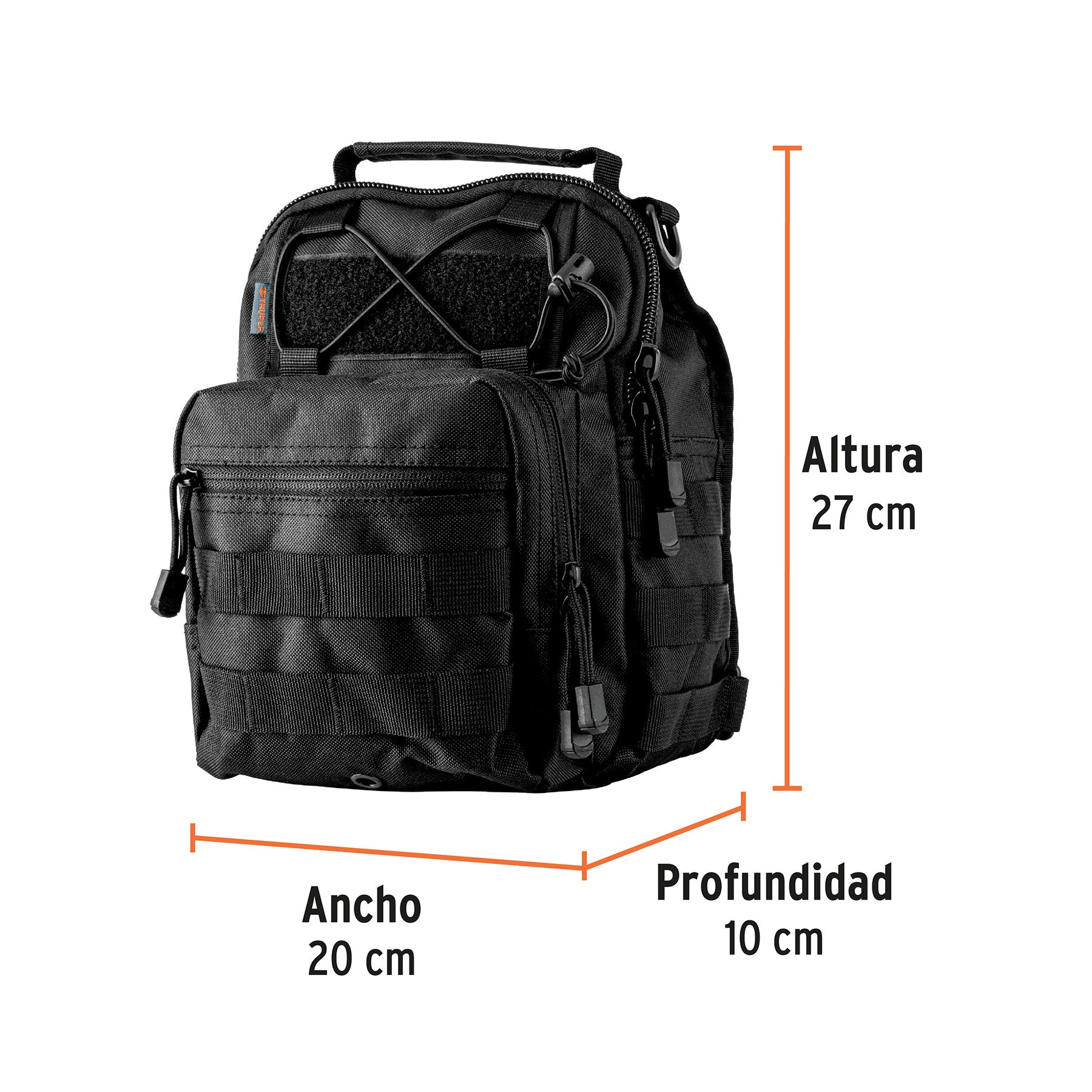 Mochila táctica multiusos negra, Truper, 67022