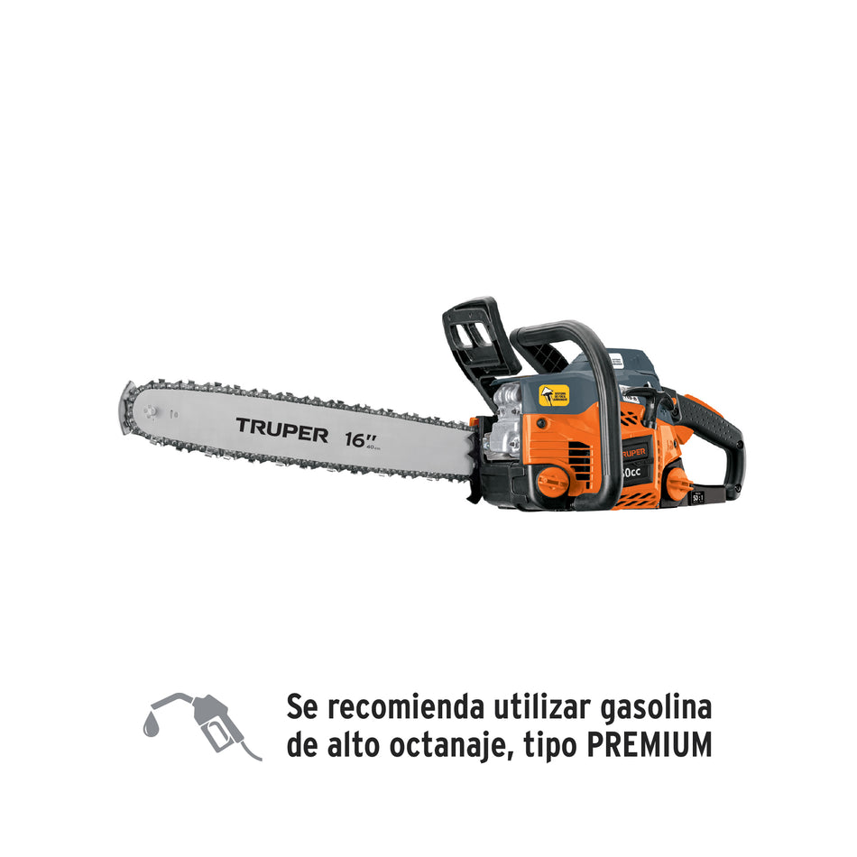 Motosierra 50 cc a gasolina con barra de 16', Truper, 102899
