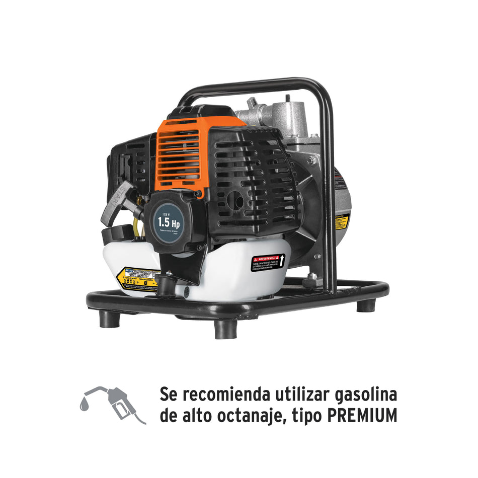Motobomba autocebante 1' x 1' a gasolina 1-1/2 HP, 2 tiempos, 101110