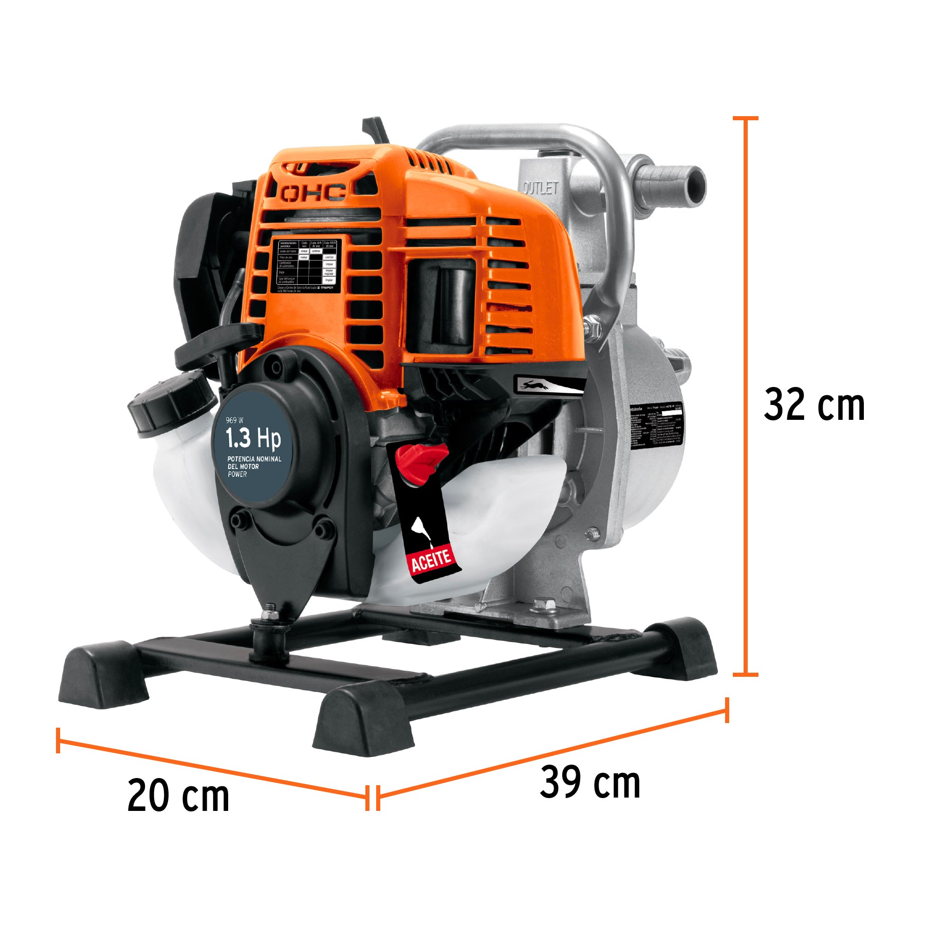 Motobomba autocebante 1' x 1' a gasolina 1-1/3 HP, TRUPER, 102432